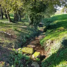 Source naturelle et ruisseau en Dordogne